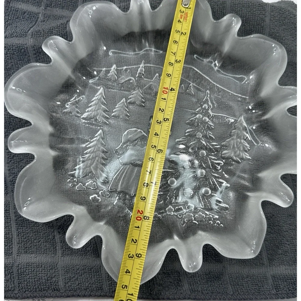 Mikasa Christmas Story Frosted‎ Glass Bon Bon Plate 9.75